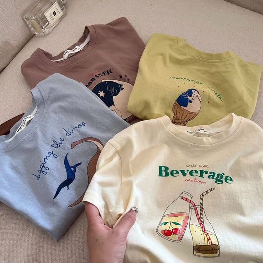 Cotton Baby Clothing Children's Clothing T-Shirt Kids Clothes Boys Girls Summer Cartoon Tops Short Sleeve Clothes